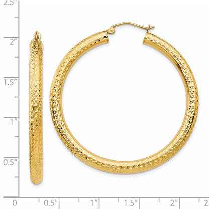 14K Gelbgold Diamantiert 4mm Rund Creolen