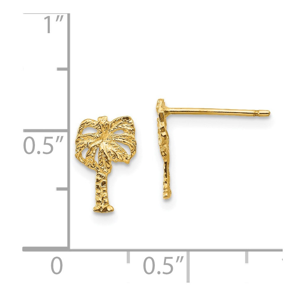14K Gelbgold Palme Baum Ohrstecker