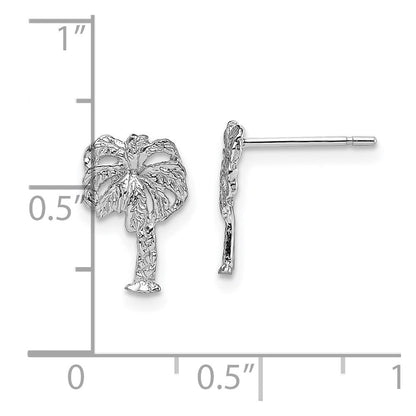 14K Weißgold Palme Baum Ohrstecker