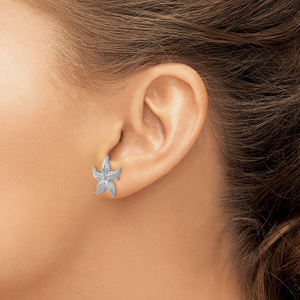 14K Weißgold Seestern Ohrstecker