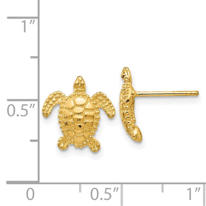 14K Gelbgold Meer Schildkröte Stecker Ohrring