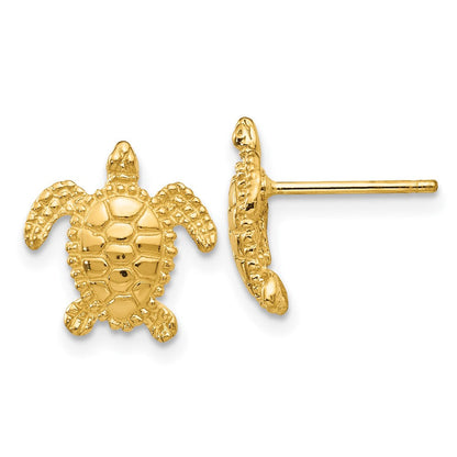 14K Gelbgold Meer Schildkröte Stecker Ohrring