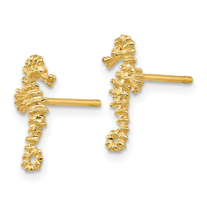 14K Gelbgold Mini Left und Right Seepferdchen Ohrstecker