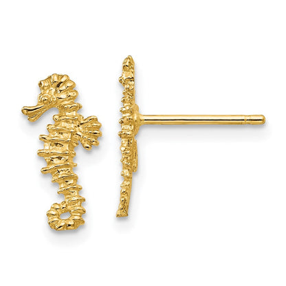 14K Gelbgold Mini Left und Right Seepferdchen Ohrstecker