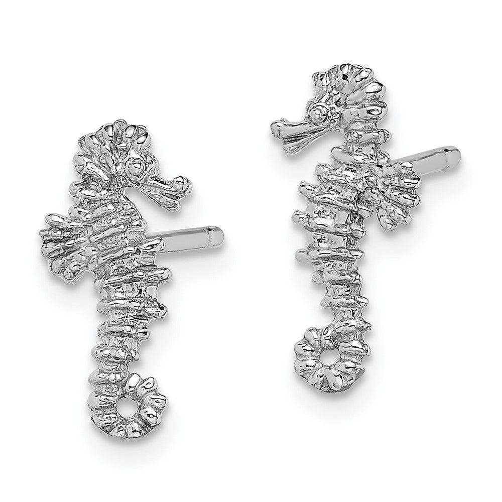 14K Weißgold Mini Seepferdchen Ohrstecker