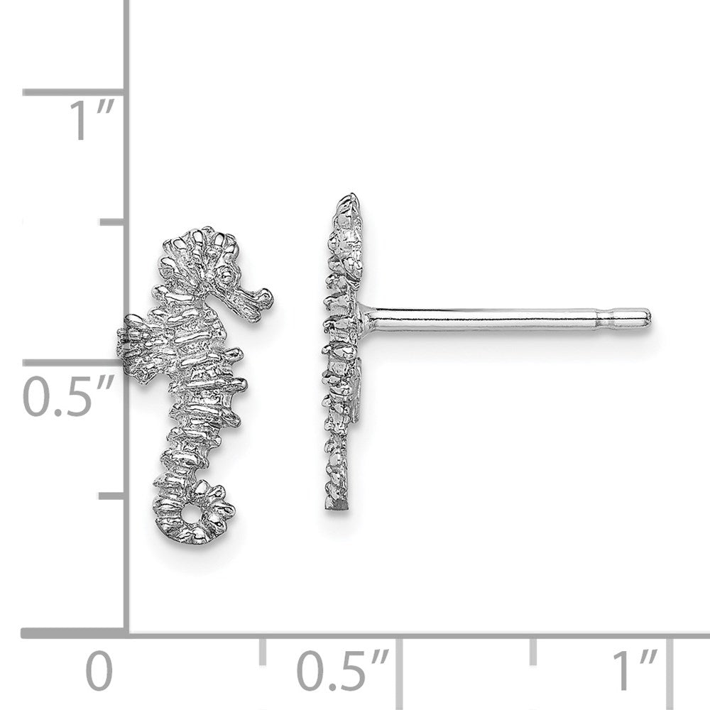 14K Weißgold Mini Seepferdchen Ohrstecker