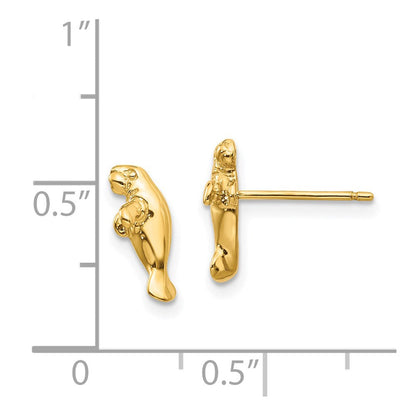 14K Gelbgold Mini Manatee Ohrstecker
