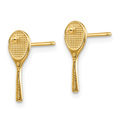 14K Gelbgold Mini Tennis Schläger mit Kugel Ohrstecker