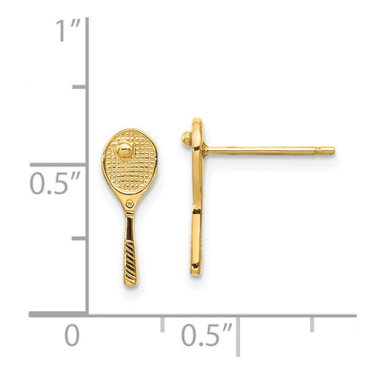 14K Gelbgold Mini Tennis Schläger mit Kugel Ohrstecker