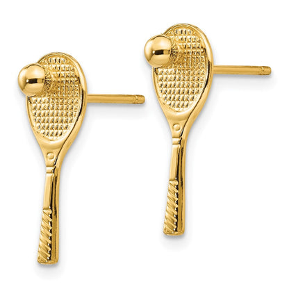 14K Gelbgold Tennis Schläger mit Kugel Ohrstecker