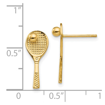 14K Gelbgold Tennis Schläger mit Kugel Ohrstecker