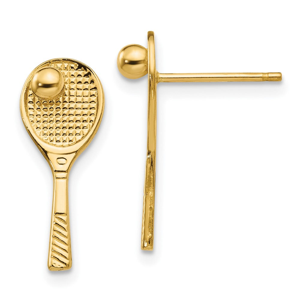 14K Gelbgold Tennis Schläger mit Kugel Ohrstecker
