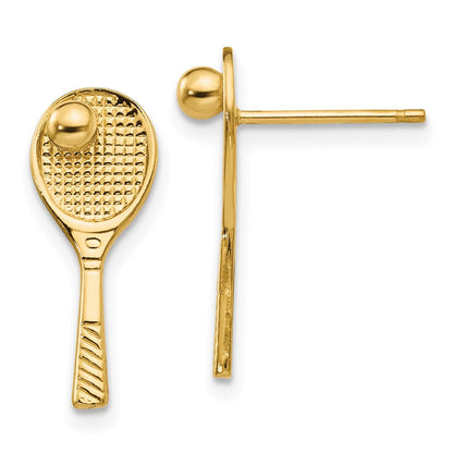 14K Gelbgold Tennis Schläger mit Kugel Ohrstecker