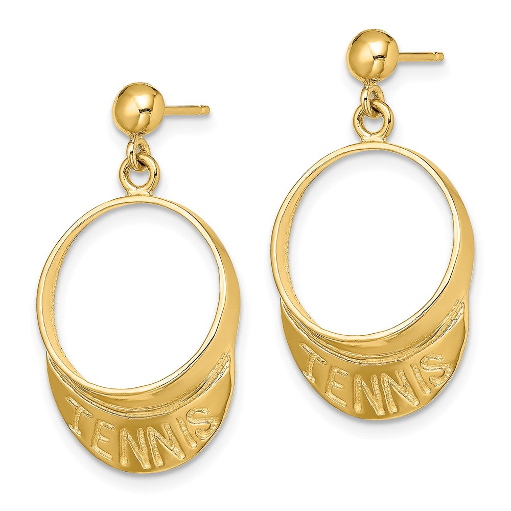 14K Gelbgold 3-d Tennis Visor Hängend Ohrstecker
