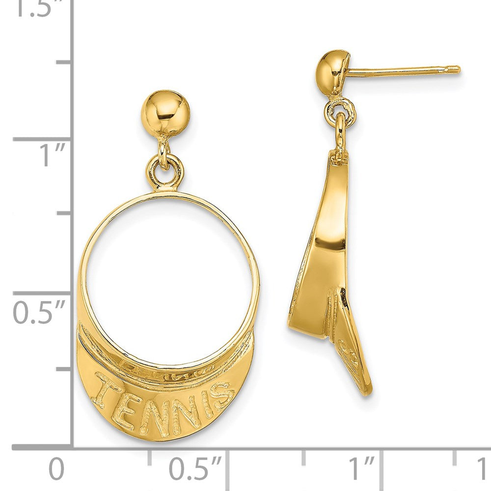 14K Gelbgold 3-d Tennis Visor Hängend Ohrstecker
