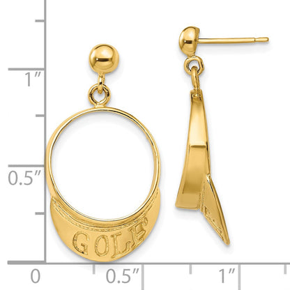 14K Gelbgold 3-d Golf Visor Hängend Ohrstecker