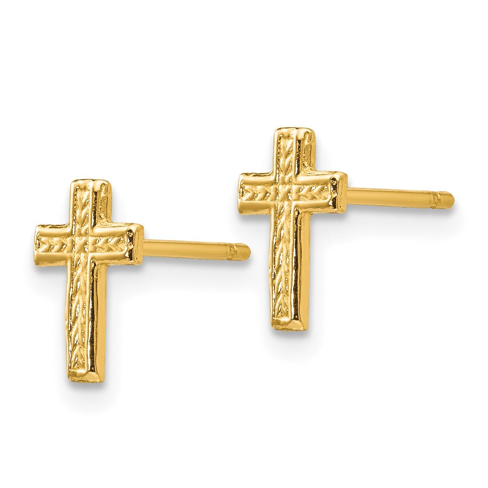 14K Gelbgold Poliert Kreuz Ohrstecker