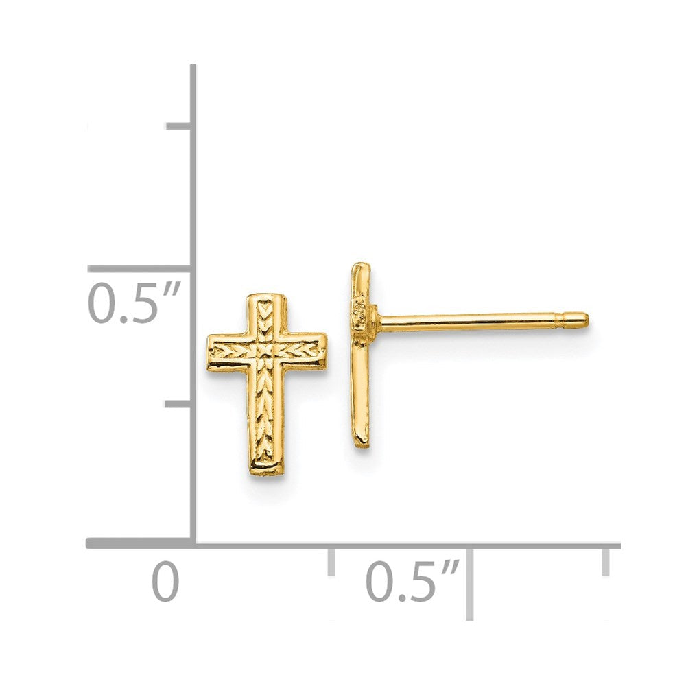 14K Gelbgold Poliert Kreuz Ohrstecker
