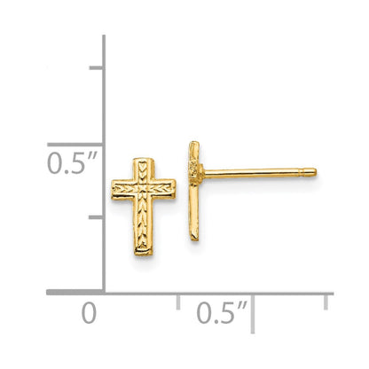 14K Gelbgold Poliert Kreuz Ohrstecker