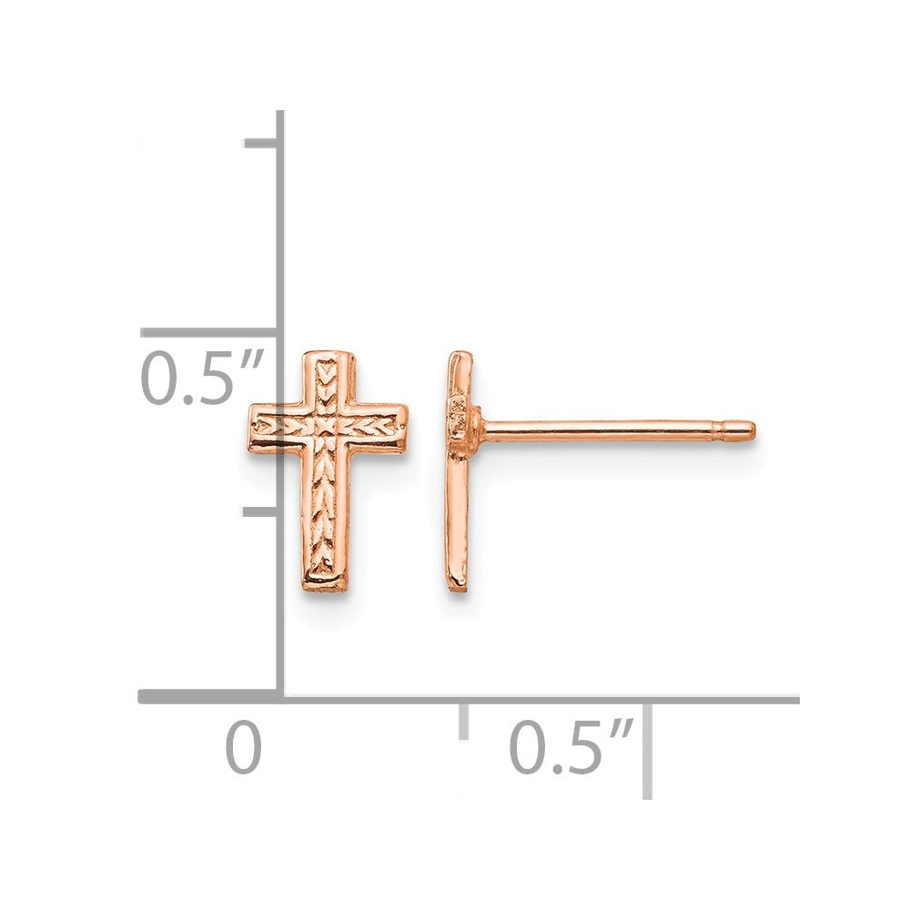 14K Roségold Poliert Kreuz Ohrstecker