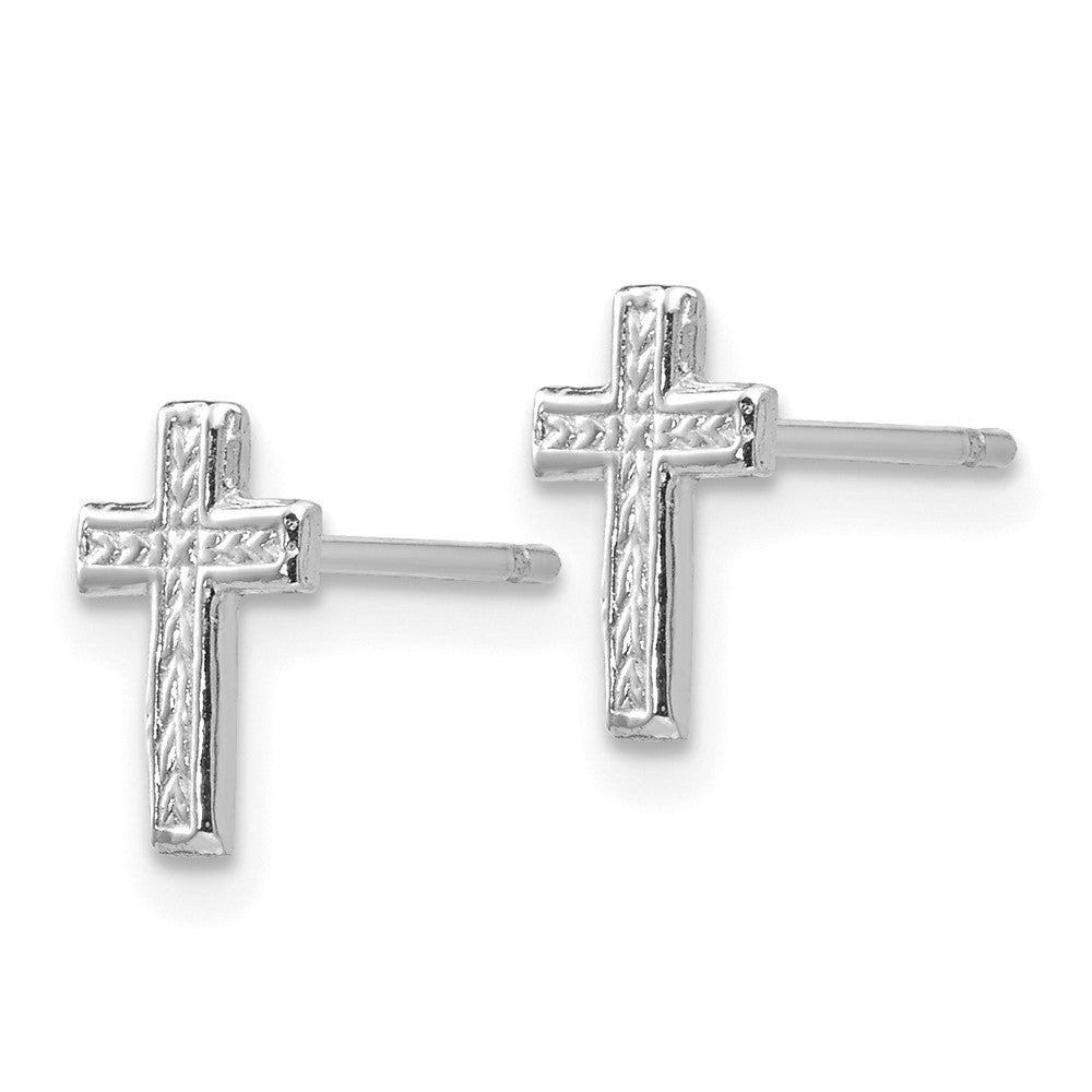 14K Weißgold Poliert Kreuz Ohrstecker