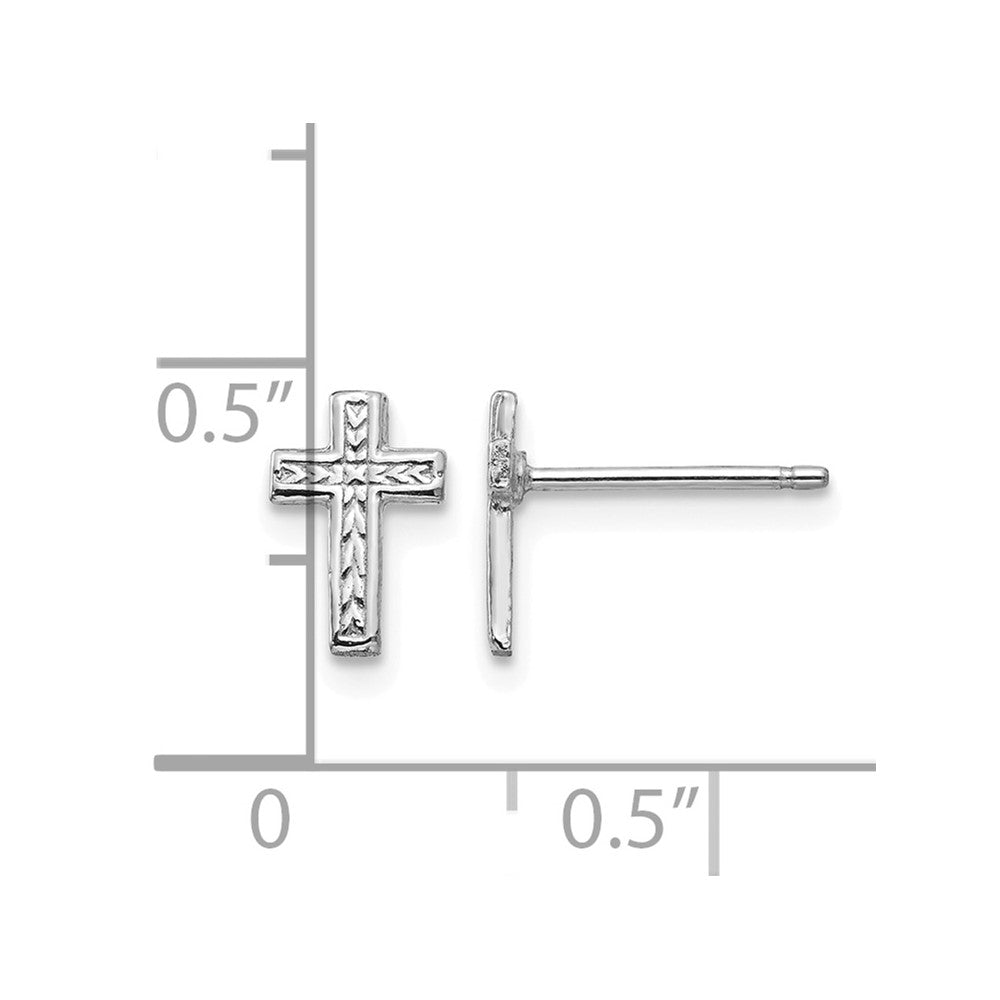 14K Weißgold Poliert Kreuz Ohrstecker