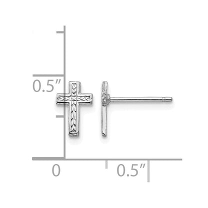 14K Weißgold Poliert Kreuz Ohrstecker