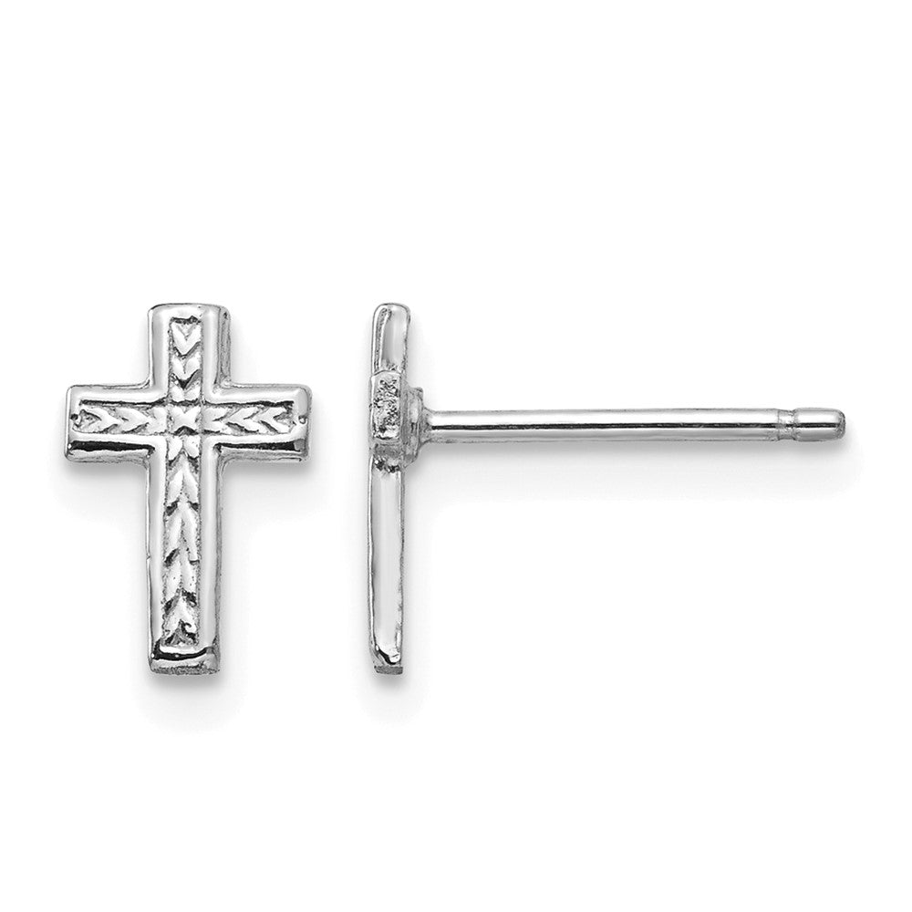 14K Weißgold Poliert Kreuz Ohrstecker