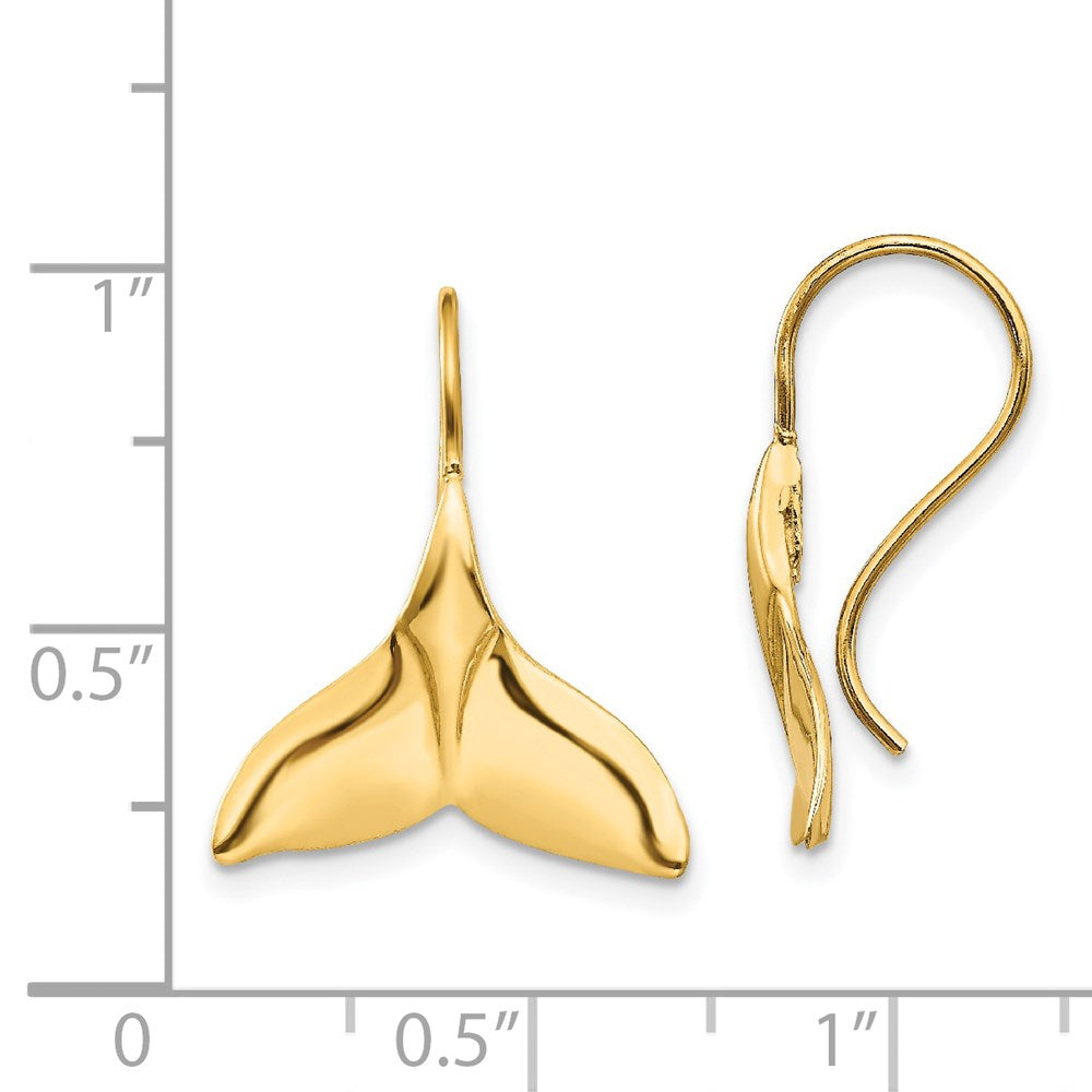 14K Gelbgold Wal Schwanz Draht Ohrringe