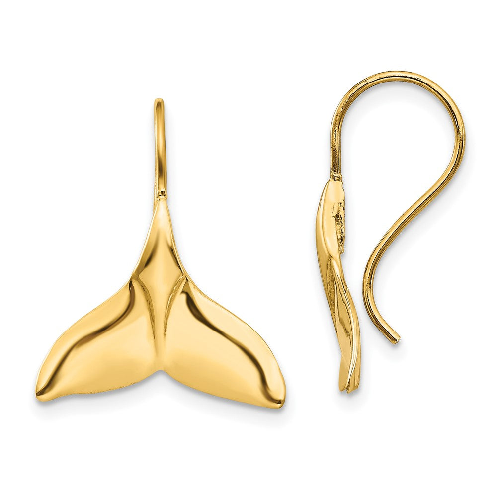 14K Gelbgold Wal Schwanz Draht Ohrringe