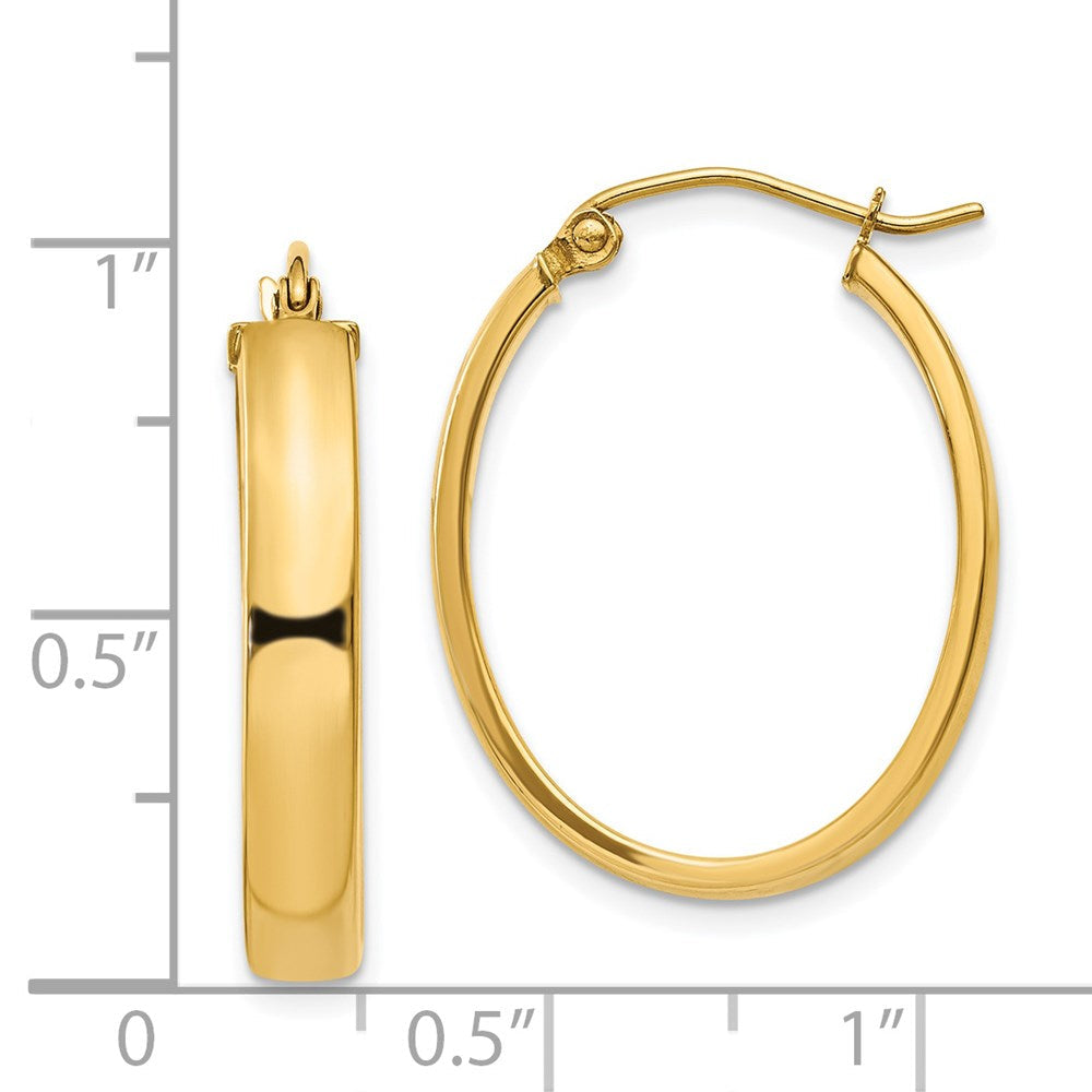 14K Gelbgold Leicht Oval Creolen