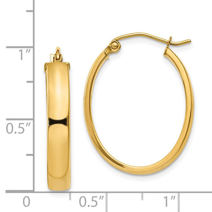 14K Gelbgold Leicht Oval Creolen