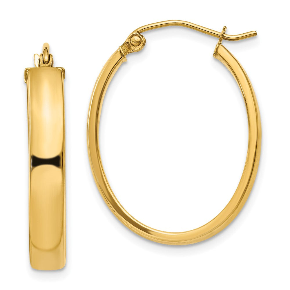 14K Gelbgold Leicht Oval Creolen