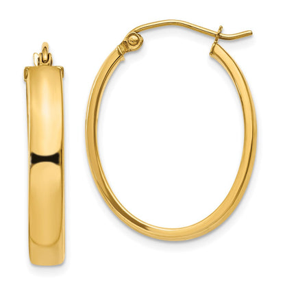 14K Gelbgold Leicht Oval Creolen