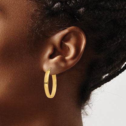 14K Gelbgold Leicht Oval Creolen