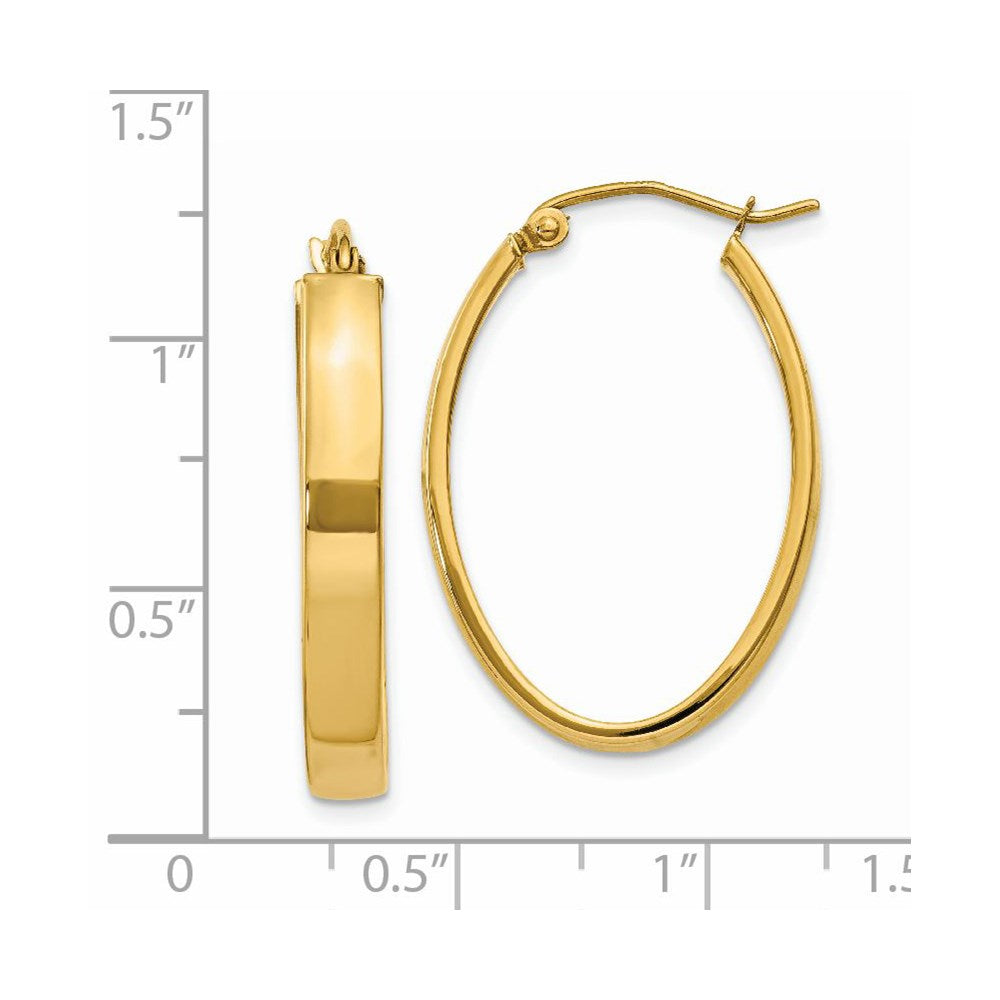 14K Gelbgold Leicht Oval Creolen