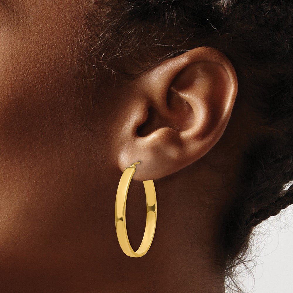 14K Gelbgold Leicht Oval Creolen