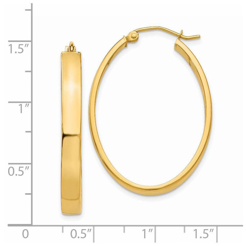 14K Gelbgold Leicht Oval Creolen