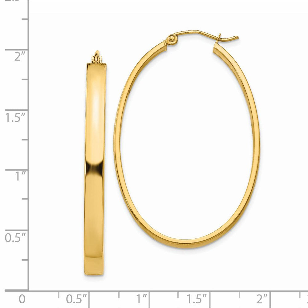 14K Gelbgold Leicht Oval Creolen