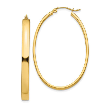 14K Gelbgold Leicht Oval Creolen