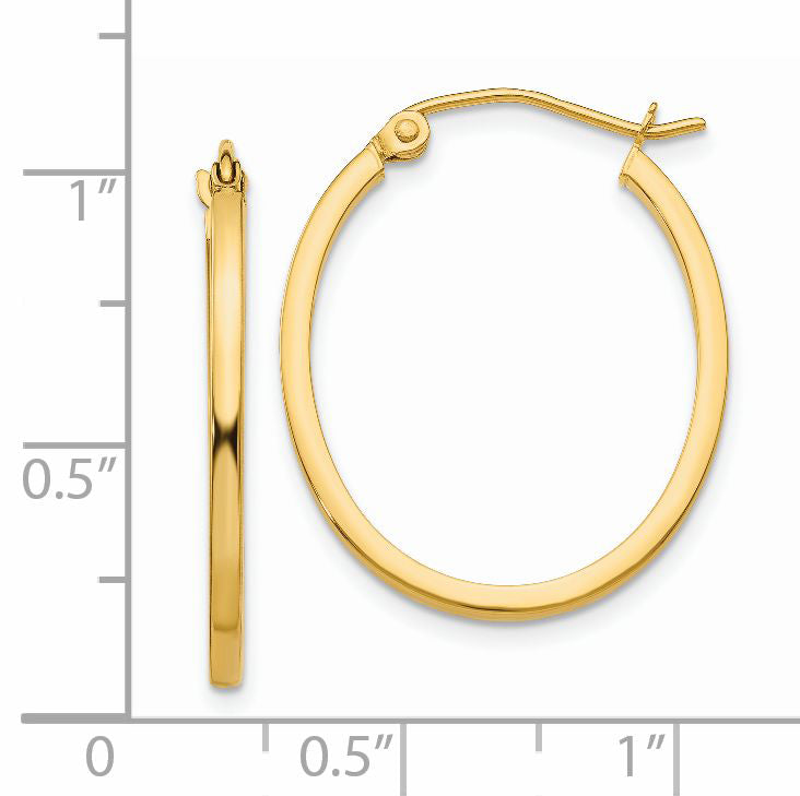 14K Gelbgold Leicht Fantasie Oval Creolen