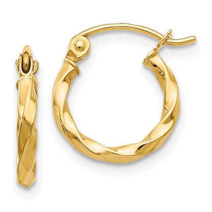 14K Gelbgold Gedreht Poliert Creole Ohrring