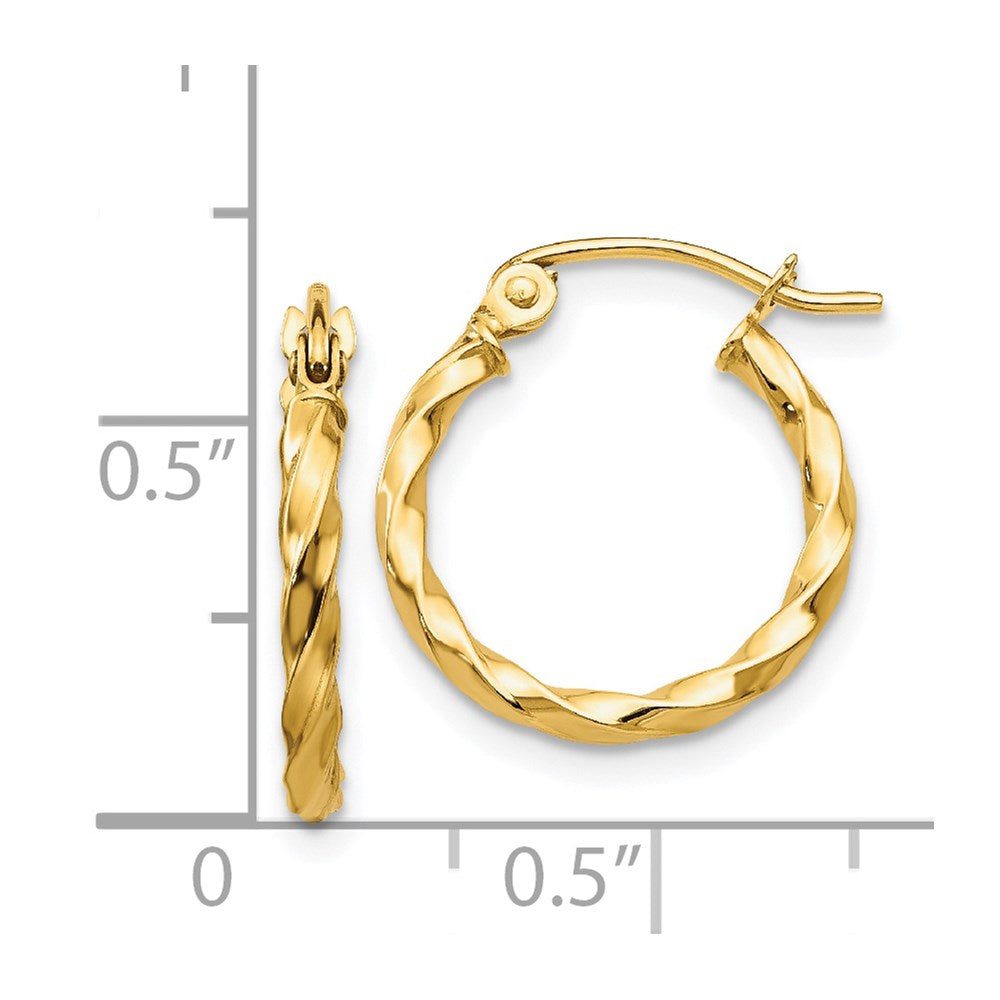14K Gelbgold Gedreht Poliert Creole Ohrring