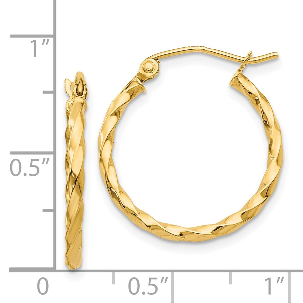14K Gelbgold Gedreht Poliert Creole Ohrring
