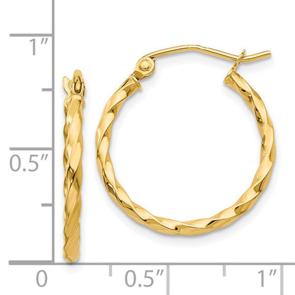 14K Gelbgold Gedreht Poliert Creole Ohrring