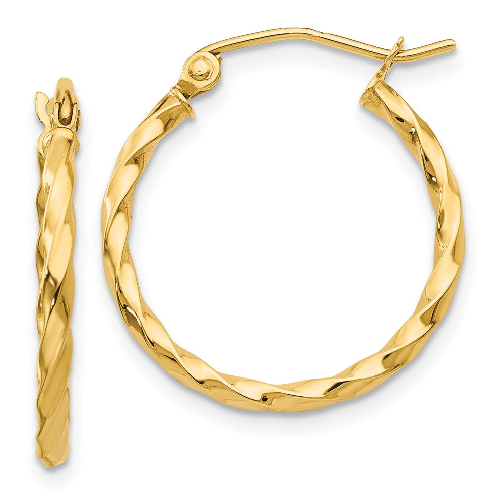 14K Gelbgold Gedreht Poliert Creole Ohrring
