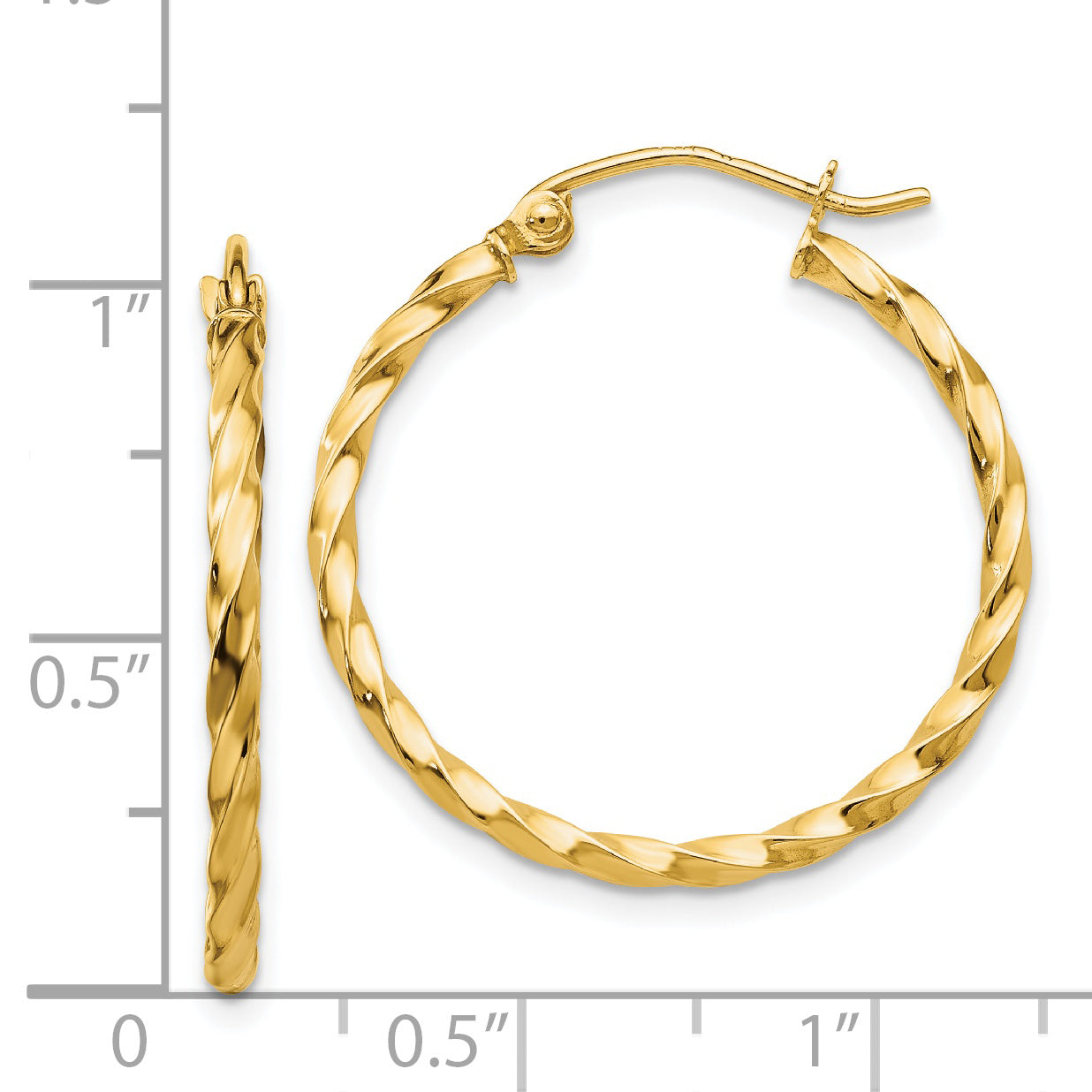 14K Gelbgold Gedreht Poliert Creole Ohrring