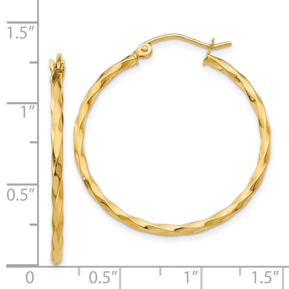 14K Gelbgold Gedreht Poliert Creole Ohrring