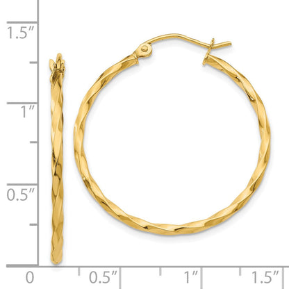 14K Gelbgold Gedreht Poliert Creole Ohrring
