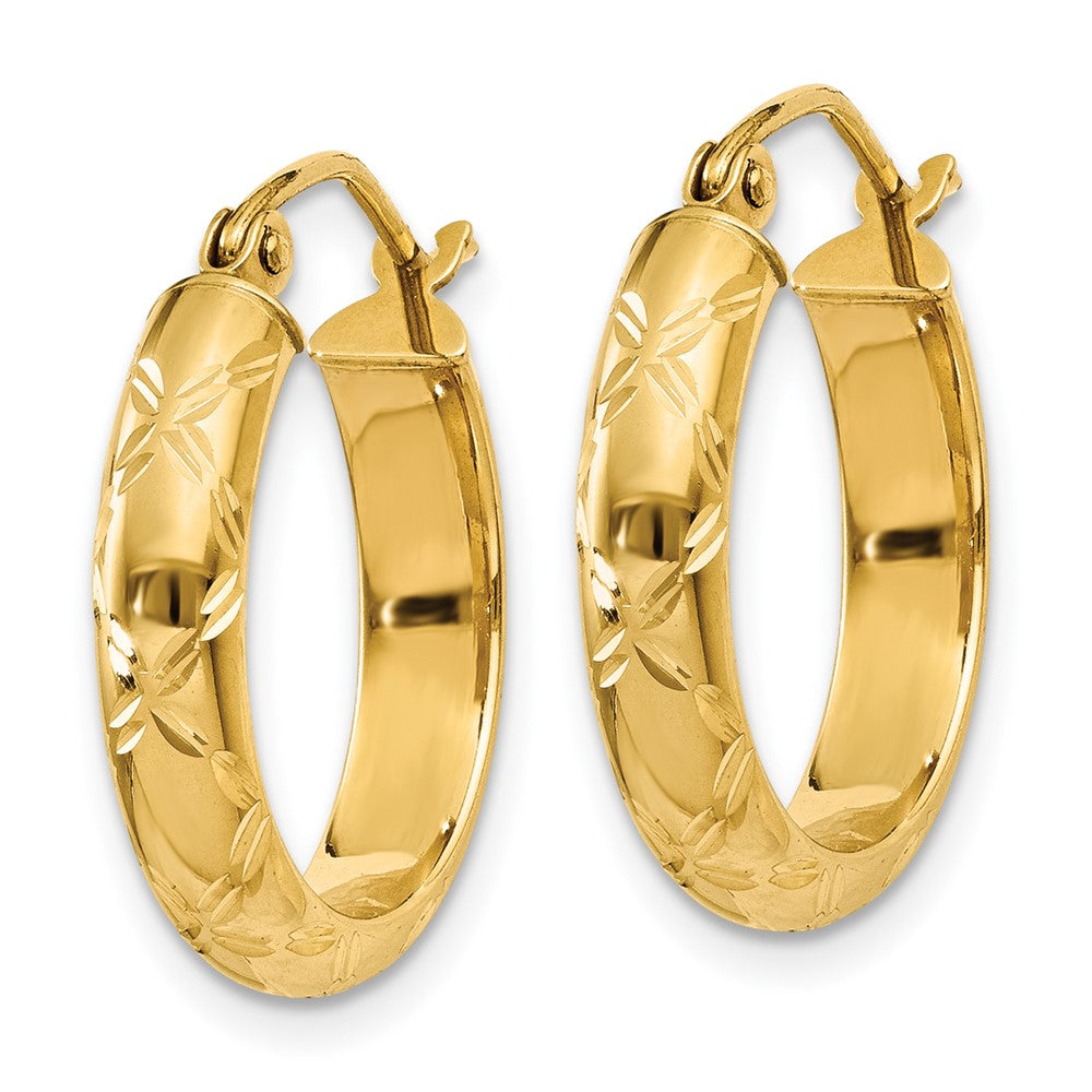 14K Gelbgold Diamantiert Poliert Creole Ohrring